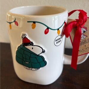 Peanuts White Mug with Festive Red and Green Accents